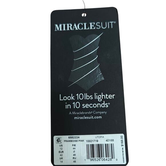 Miraclesuit Utopia One Piece Halter Swimsuit Framboise Pink Size 12 NWT $168 - Picture 7 of 12